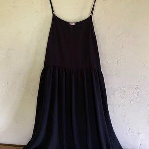 Free People Black Lace trimmed maxi slip dress
